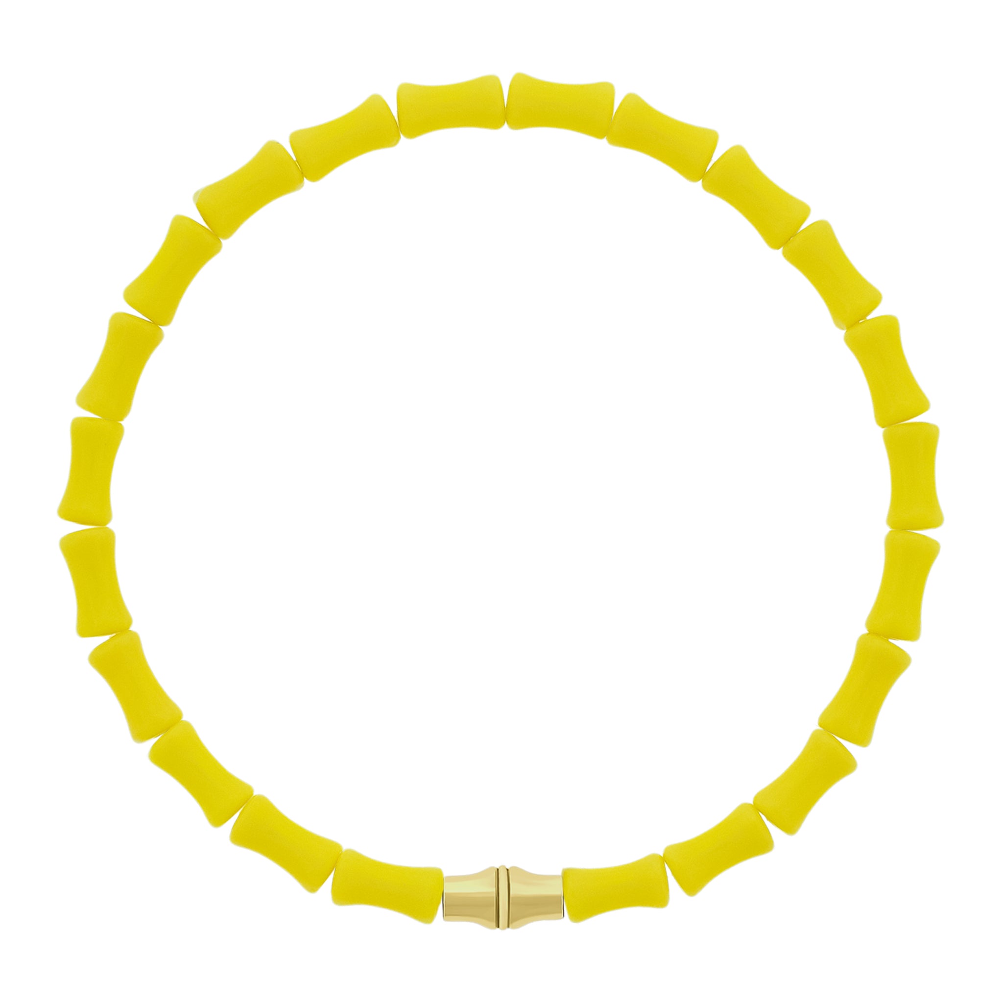 LUIS MORAIS 14k yellow gold Canister Bamboo tube on a glass beaded bracelet. Bamboo symbolizes strength, resilience, and the ability to grow through adversity.