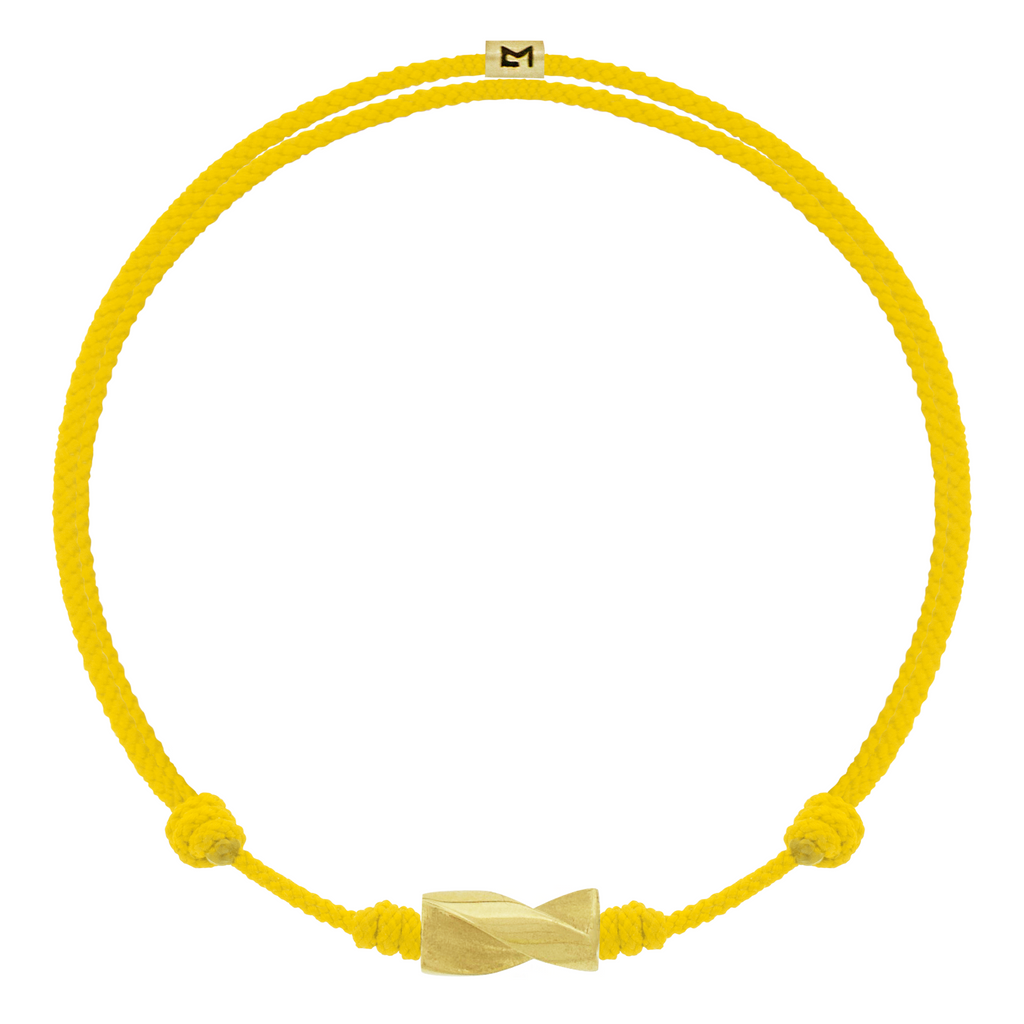 Long Gold Drill Bit on Yellow Cord Bracelet
