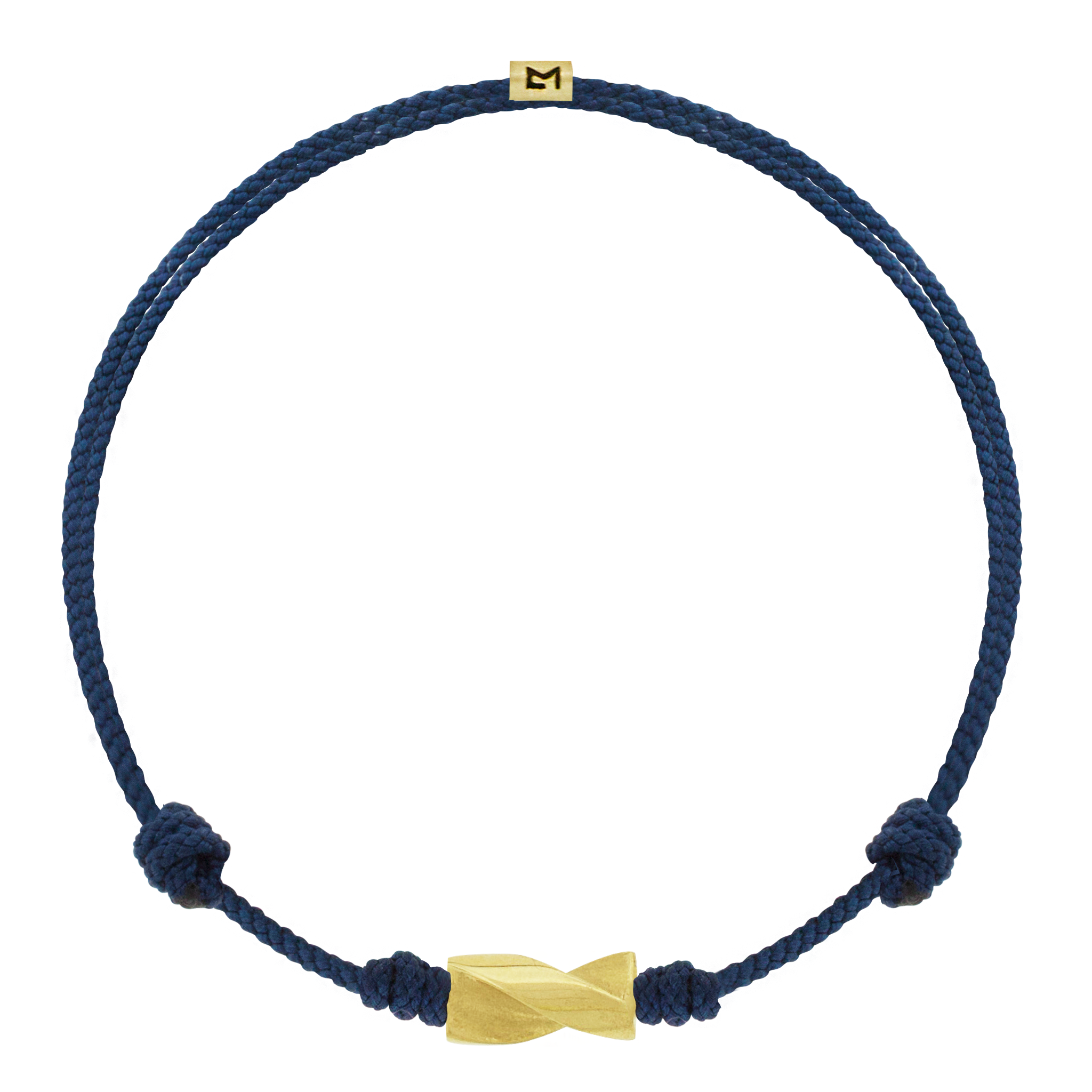LUIS MORAIS 14k yellow gold long drill bit on an adjustable cord bracelet. The drill bit design is symbolic of digging deeper into oneself and life’s challenges. It represents resilience and the pursuit of discovery, encouraging the wearer to push through obstacles and uncover hidden truths.
