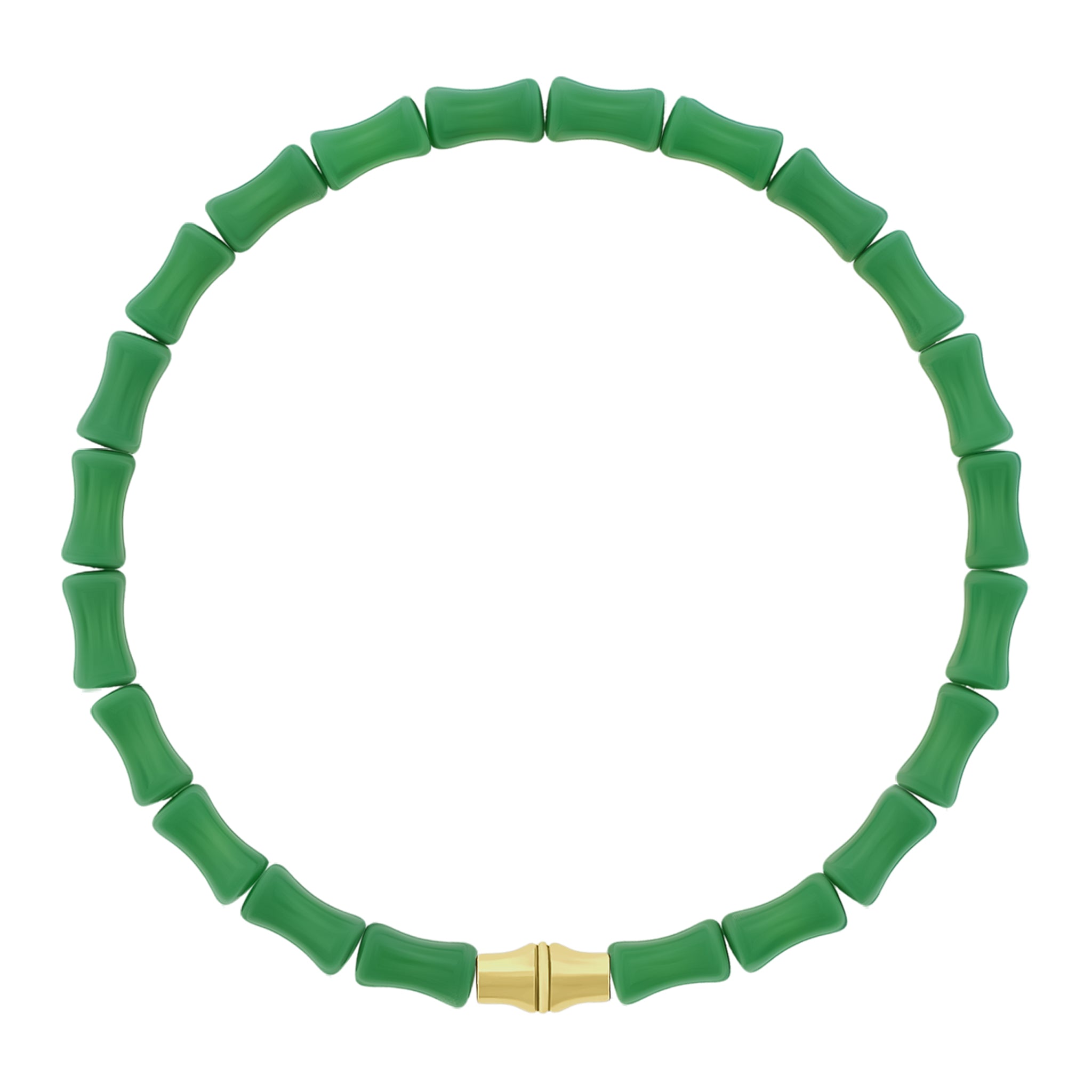 LUIS MORAIS 14k yellow gold Canister Bamboo tube on a glass beaded bracelet. Bamboo symbolizes strength, resilience, and the ability to grow through adversity.
