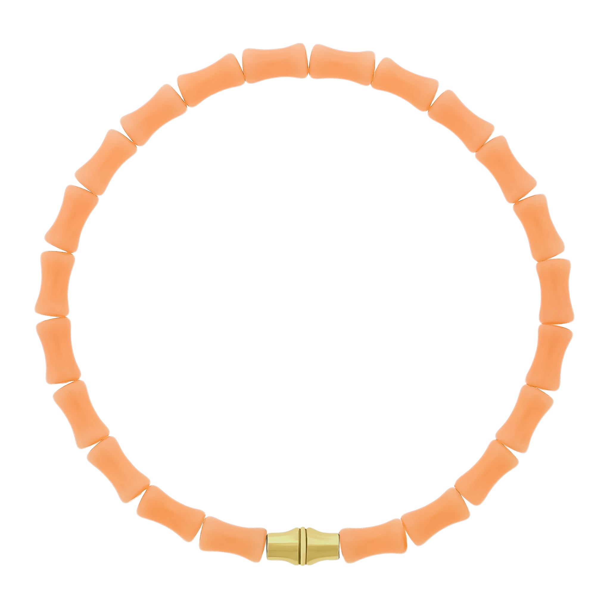 LUIS MORAIS 14k yellow gold Canister Bamboo tube on a glass beaded bracelet. Bamboo symbolizes strength, resilience, and the ability to grow through adversity.