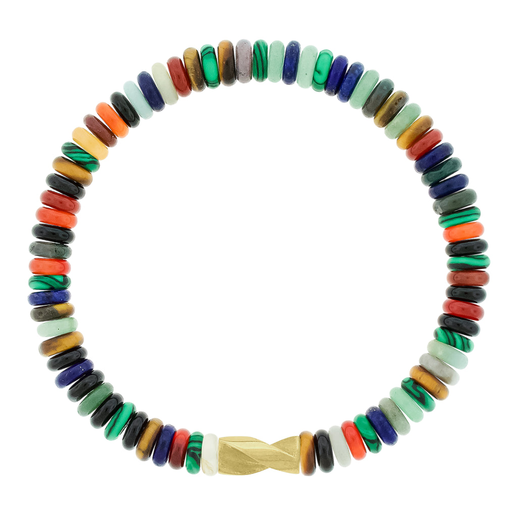 Long Gold Drill Bit on Gemstone Bracelet