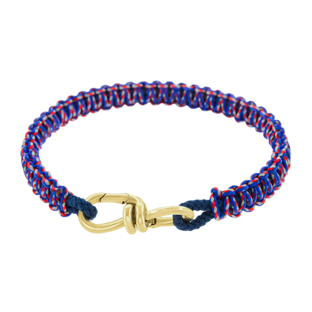 Gold Wire Link Clasp on RWB Braided Cord Bracelet