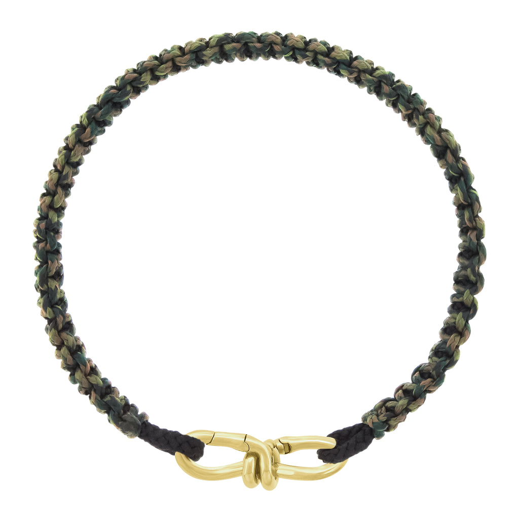 Gold Wire Link Clasp on Army Braided Cord Bracelet