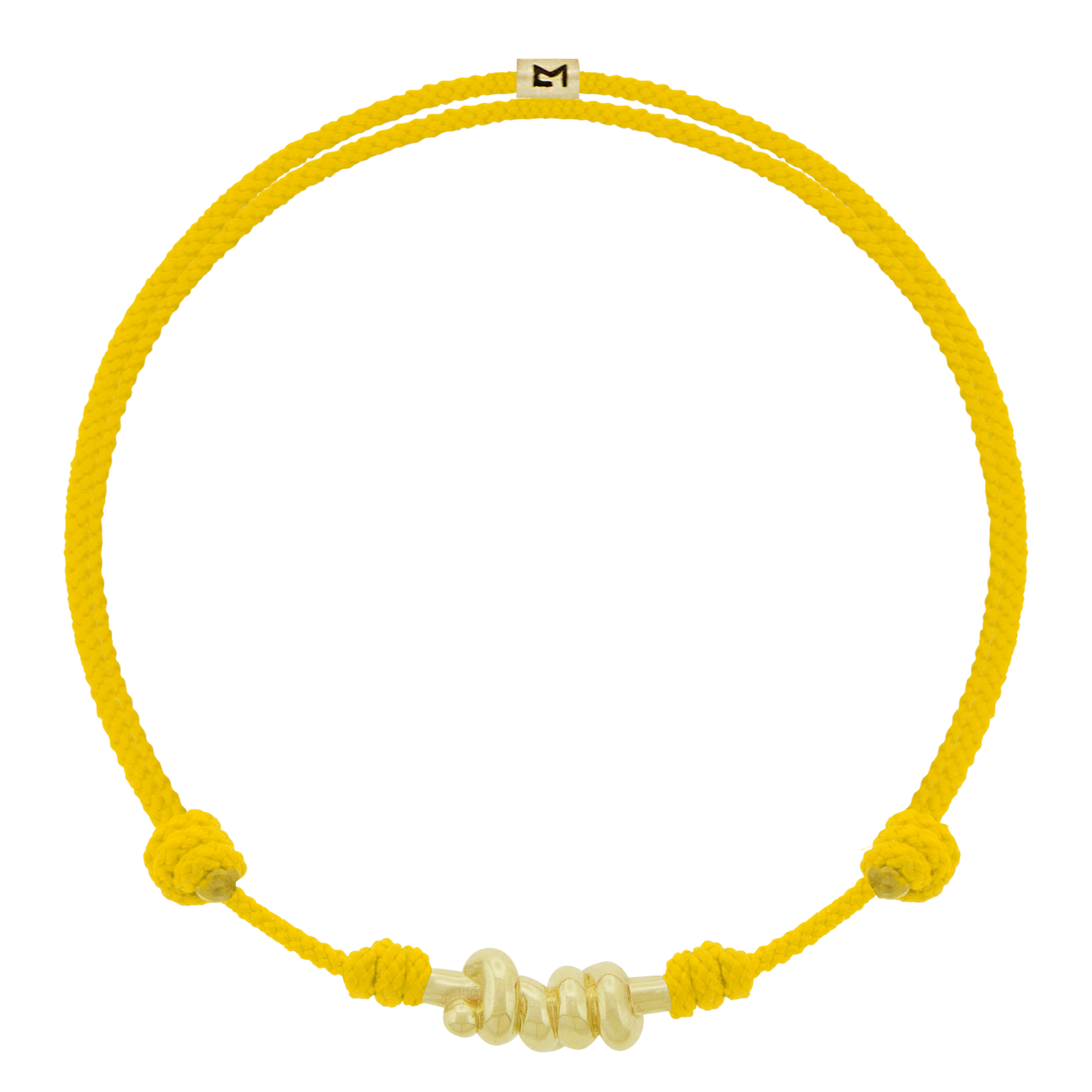 LUIS MORAIS 14k yellow gold Entangled Knot on an adjustable cord bracelet. This bracelet features an entangled knot, symbolizing the interconnectedness of life, love, and destiny. The design represents how our paths, though complex, are ultimately bound together in a shared journey. A meaningful reminder of the strength found in togetherness the bonds that hold us together.