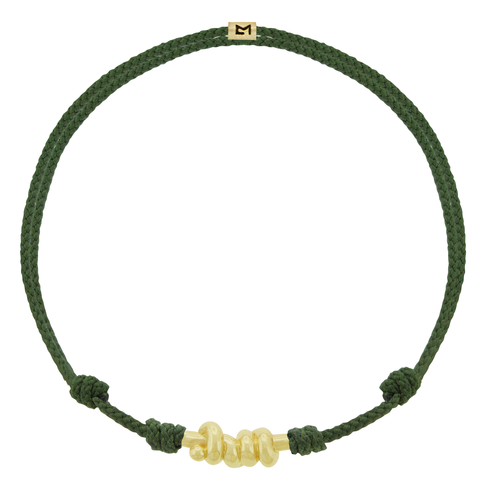 LUIS MORAIS 14k yellow gold Entangled Knot on an adjustable cord bracelet. This bracelet features an entangled knot, symbolizing the interconnectedness of life, love, and destiny. The design represents how our paths, though complex, are ultimately bound together in a shared journey. A meaningful reminder of the strength found in togetherness the bonds that hold us together.