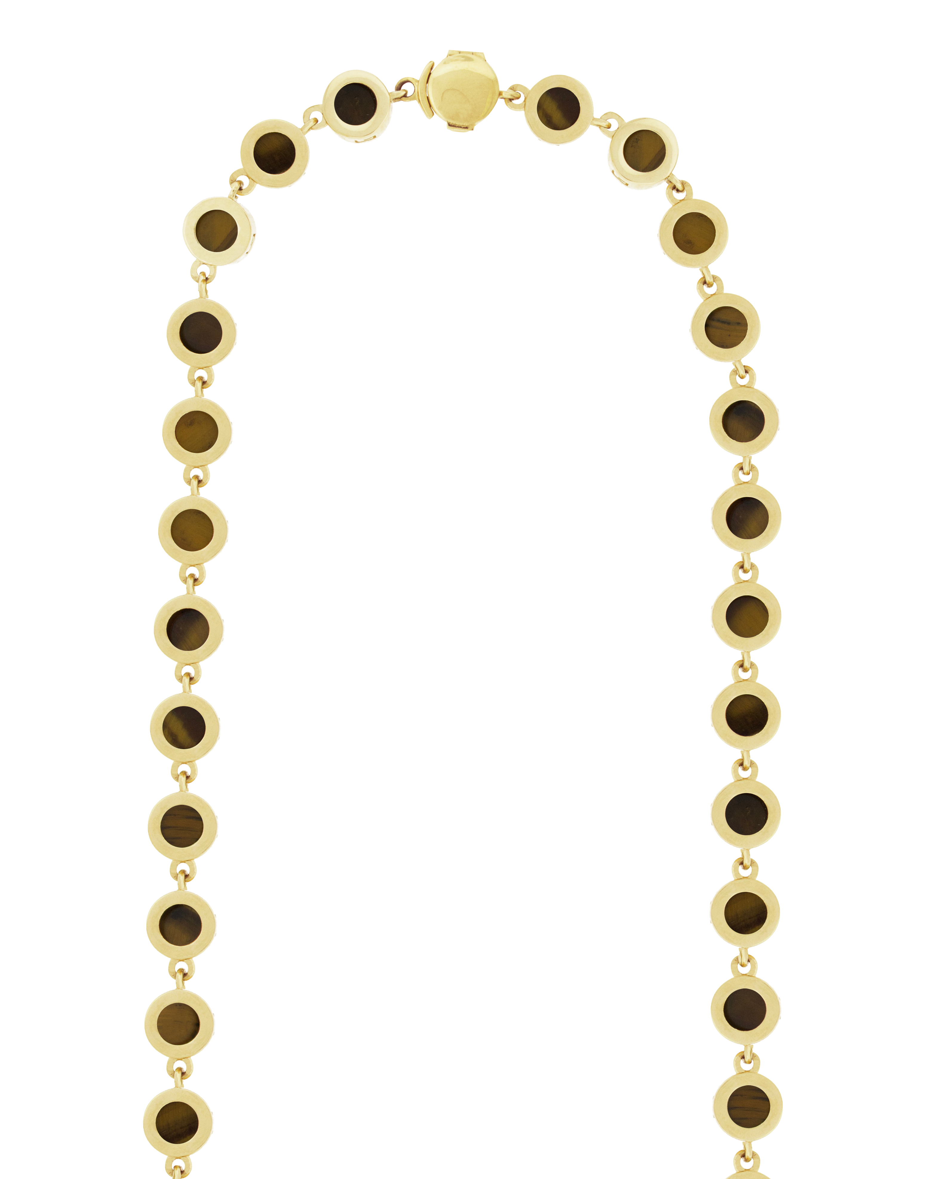 Diamond Eye Gemstone Gold Link Necklace