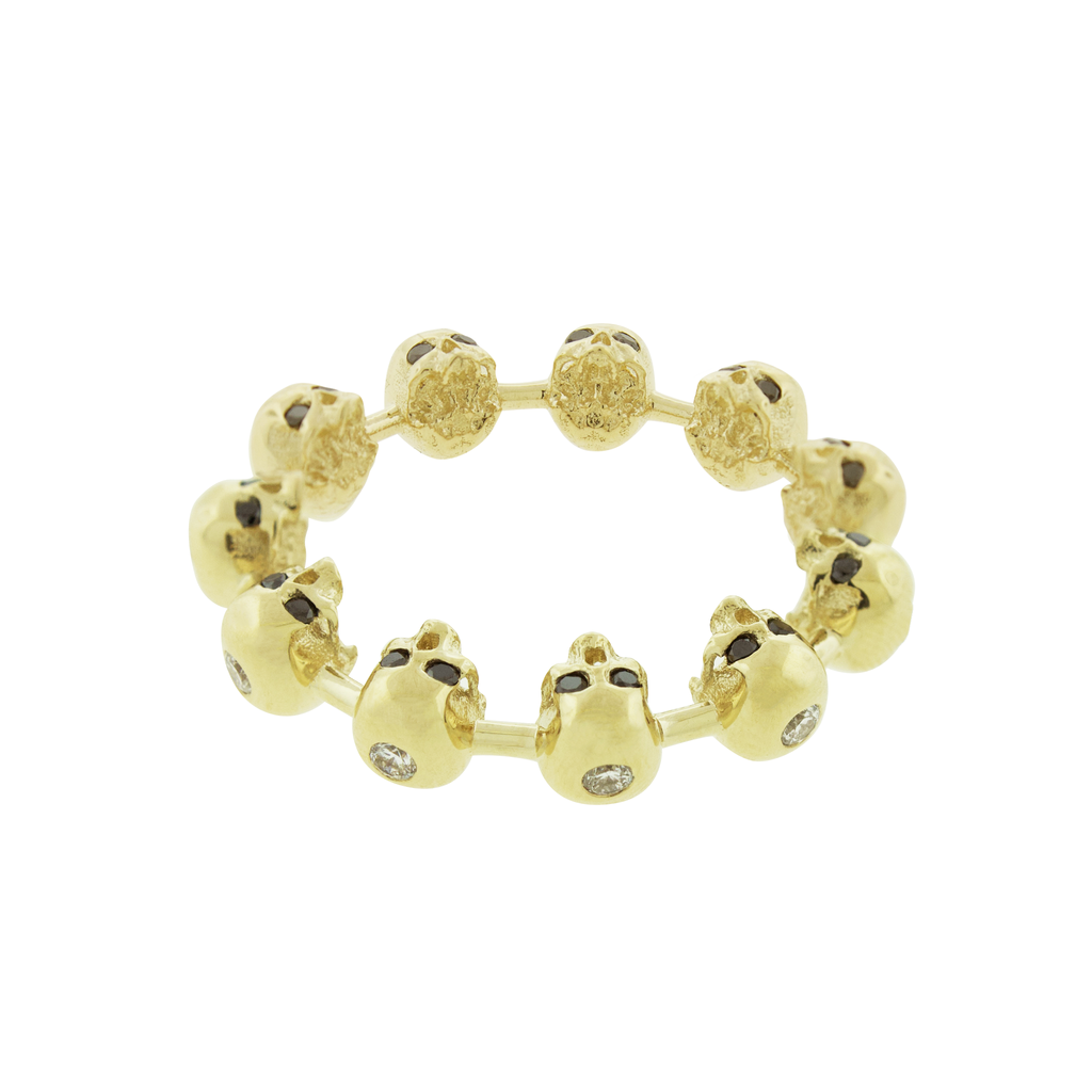 Half-Skull Gold Ring with Diamonds