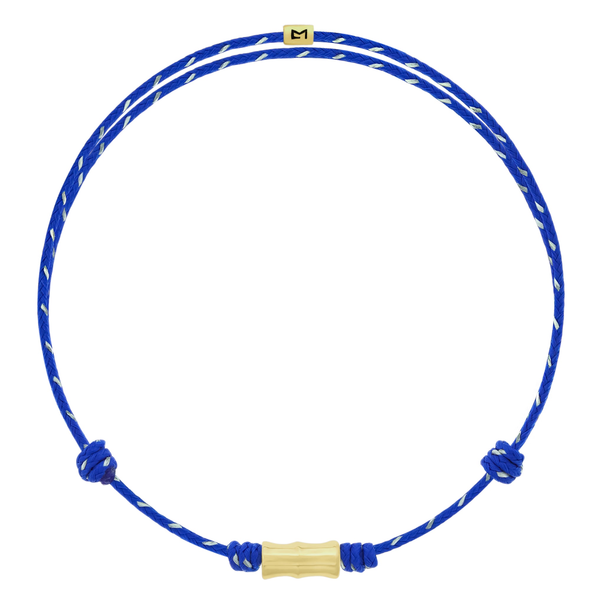 LUIS MORAIS 14k yellow gold Bamboo tube on an adjustable cord bracelet. Gold logo spacer.