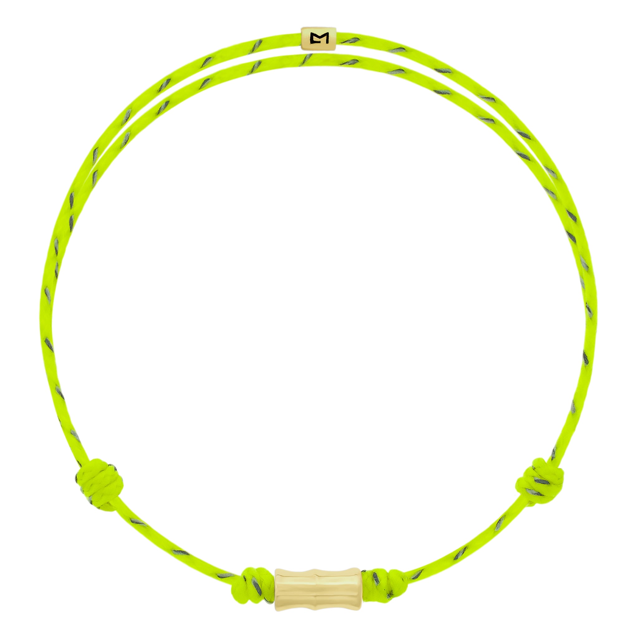 LUIS MORAIS 14k yellow gold Bamboo tube on an adjustable cord bracelet. Gold logo spacer.