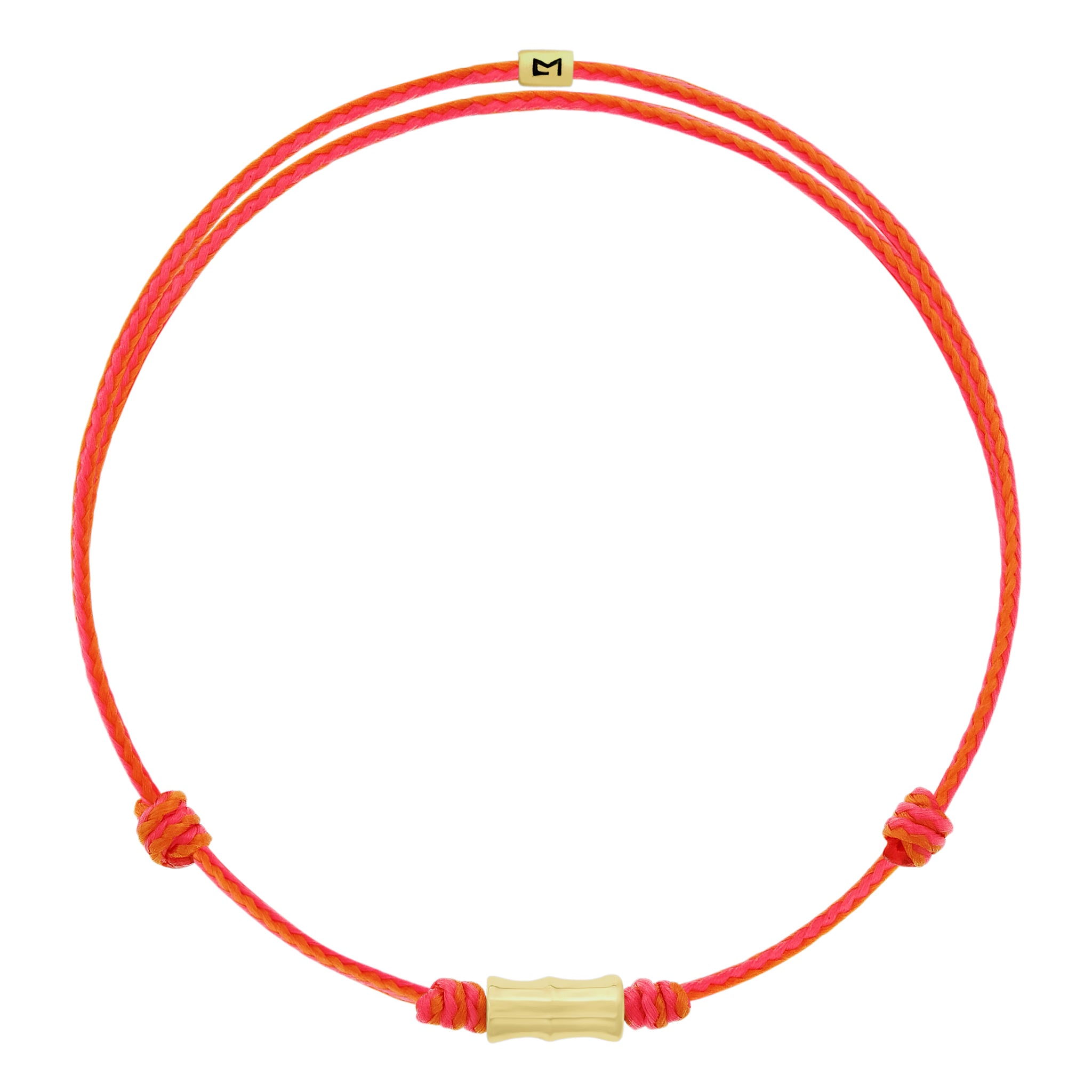LUIS MORAIS 14k yellow gold Bamboo tube on an adjustable cord bracelet. Gold logo spacer.