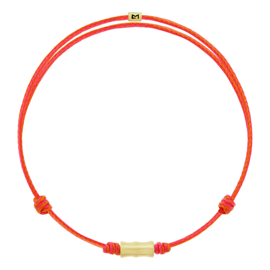 LUIS MORAIS 14k yellow gold Bamboo tube on an adjustable cord bracelet. Gold logo spacer.