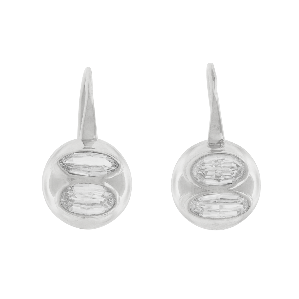 White Gold Double Diamond Drop Earrings