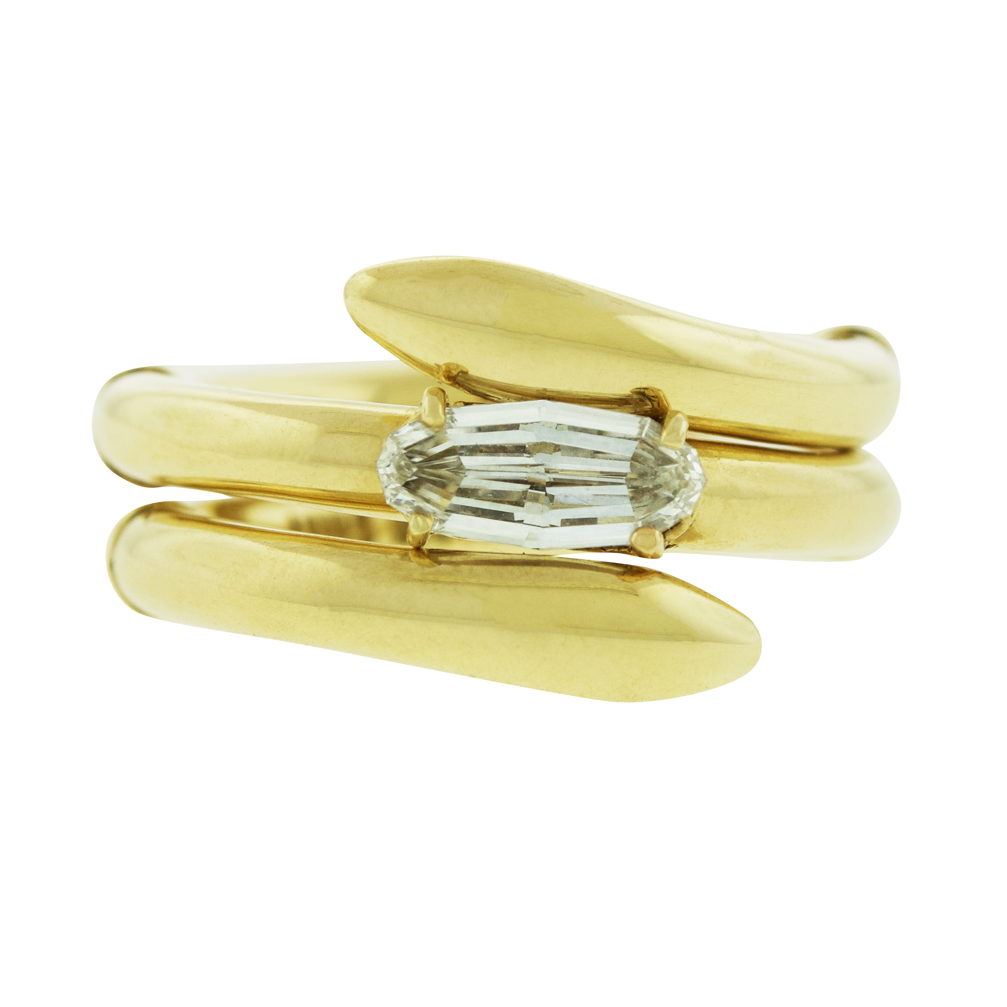 Serpentine Ring with Step-Cut Oval Diamond