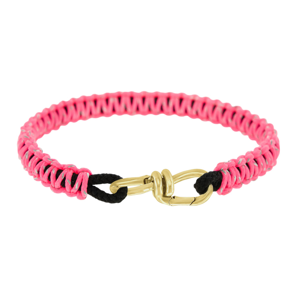 LUIS MORAIS 14k yellow gold wire link clasp on a braided cord bracelet.&nbsp;