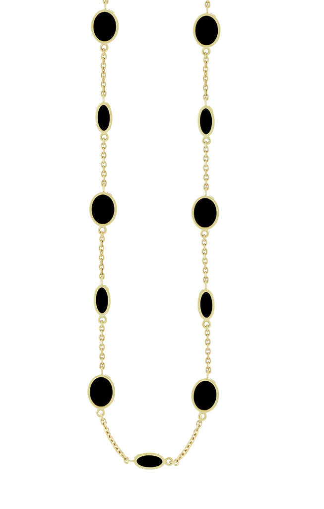 Onyx Oval Gemstone Gold Chain Necklace