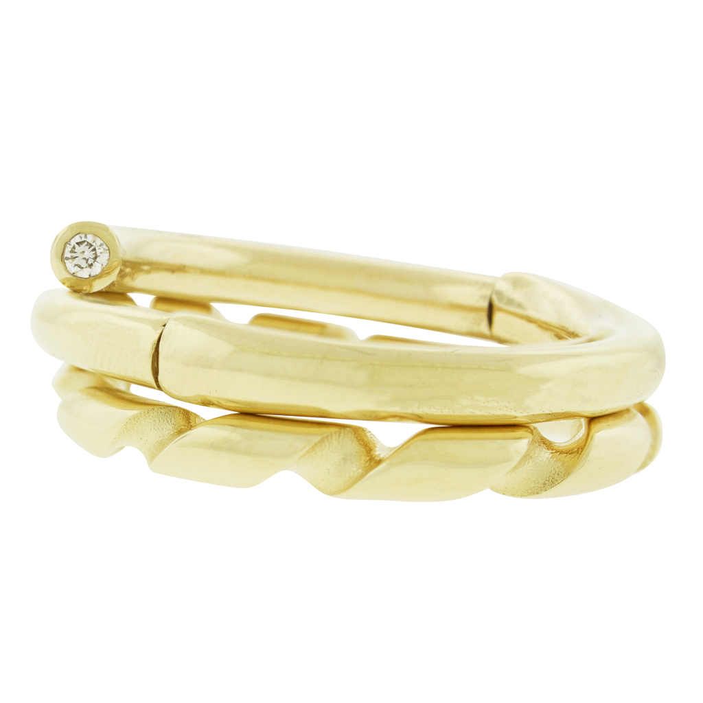 Serpentine Drill Bit Ring with Diamond