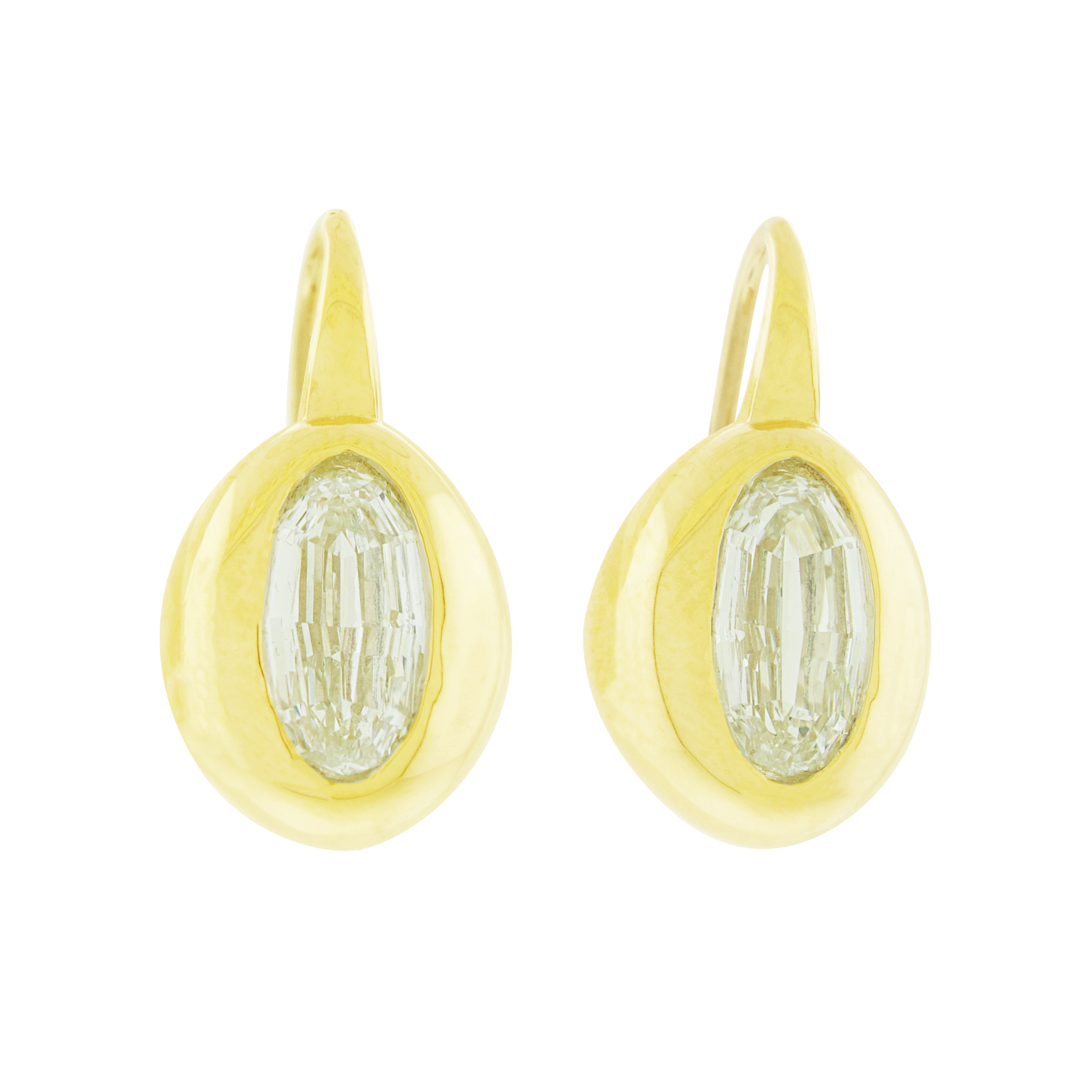 LUIS MORAIS 14K gold drop earrings feature oval step-cut white diamonds in a smooth bezel setting.&nbsp;