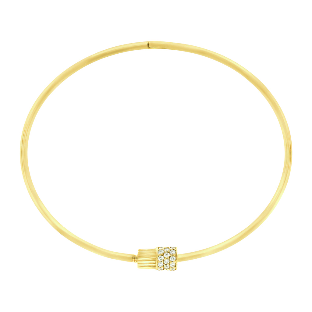 Thin Screw Bracelet with White Diamonds