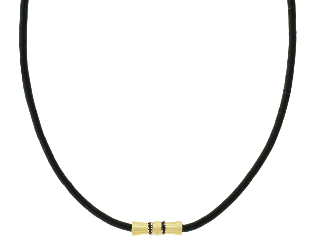 Double-Sheath Tube with Black Diamonds on Vinyl Bead Necklace