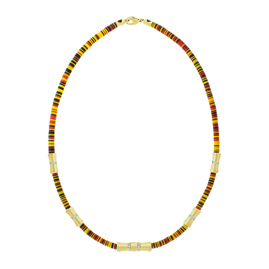 Diamond Sheath Tubes on Vinyl Beaded Necklace