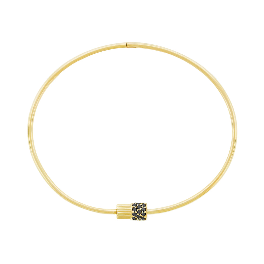 Thin Screw Bracelet with Black Diamonds