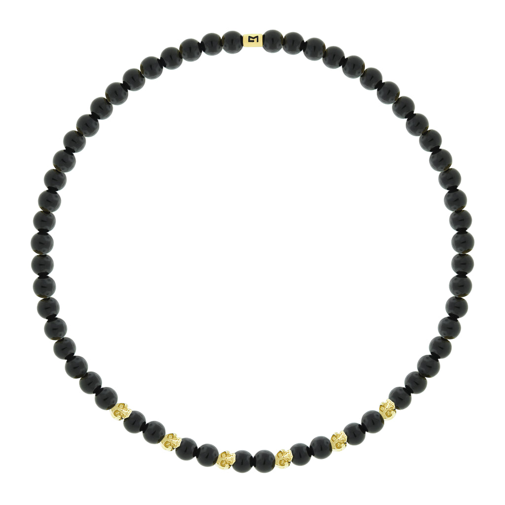XS Skulls on Onyx Beaded Bracelet
