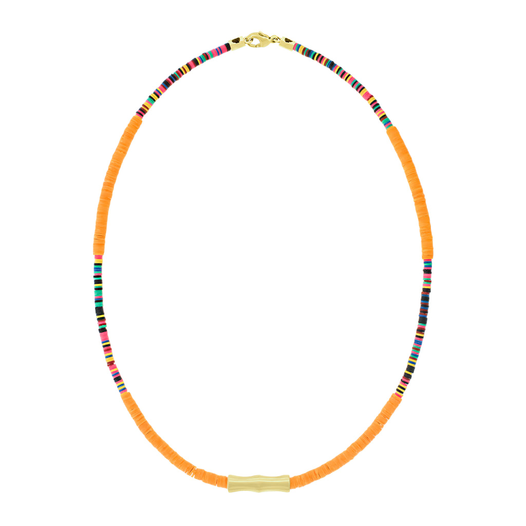 Double-Sheath Tube on Neon Vinyl Bead Necklace
