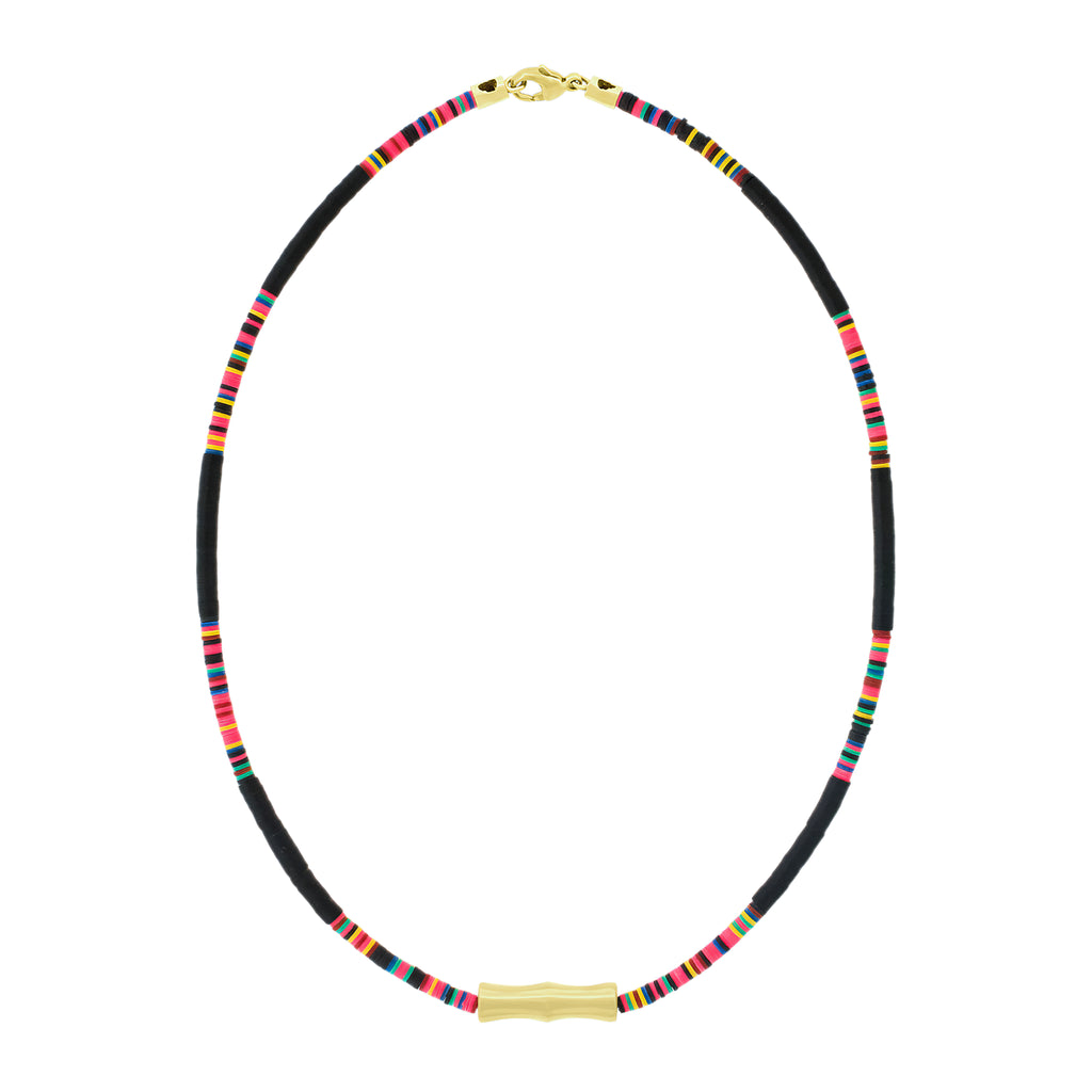 Double-Sheath Tube on Neon Vinyl Bead Necklace