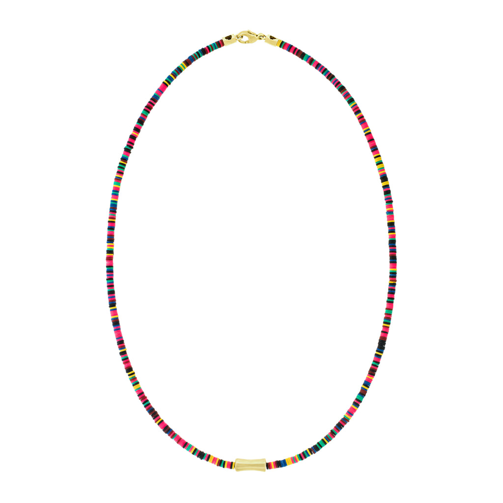 Single Sheath Tube on Multicolor Vinyl Bead Necklace