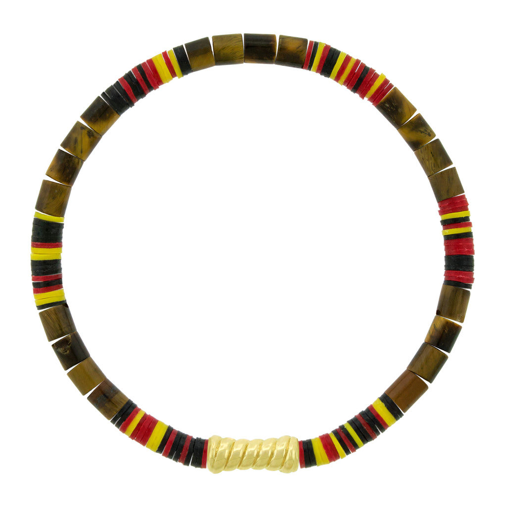 Swirl Bamboo on Tiger's Eye Bead Bracelet