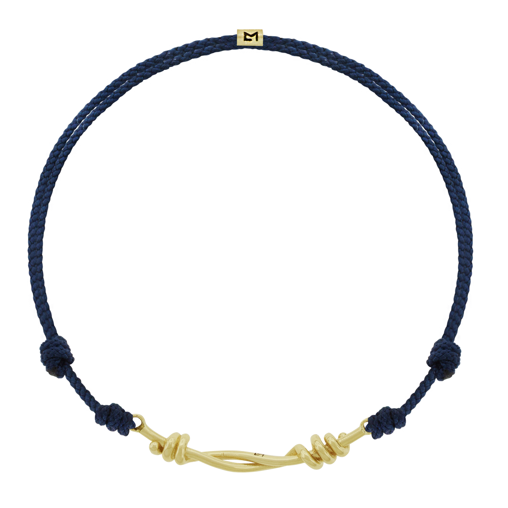 LUIS MORAIS 14K yellow gold Twisted Double-Knot on an adjustable cord bracelet. Gold logo spacer.&nbsp;