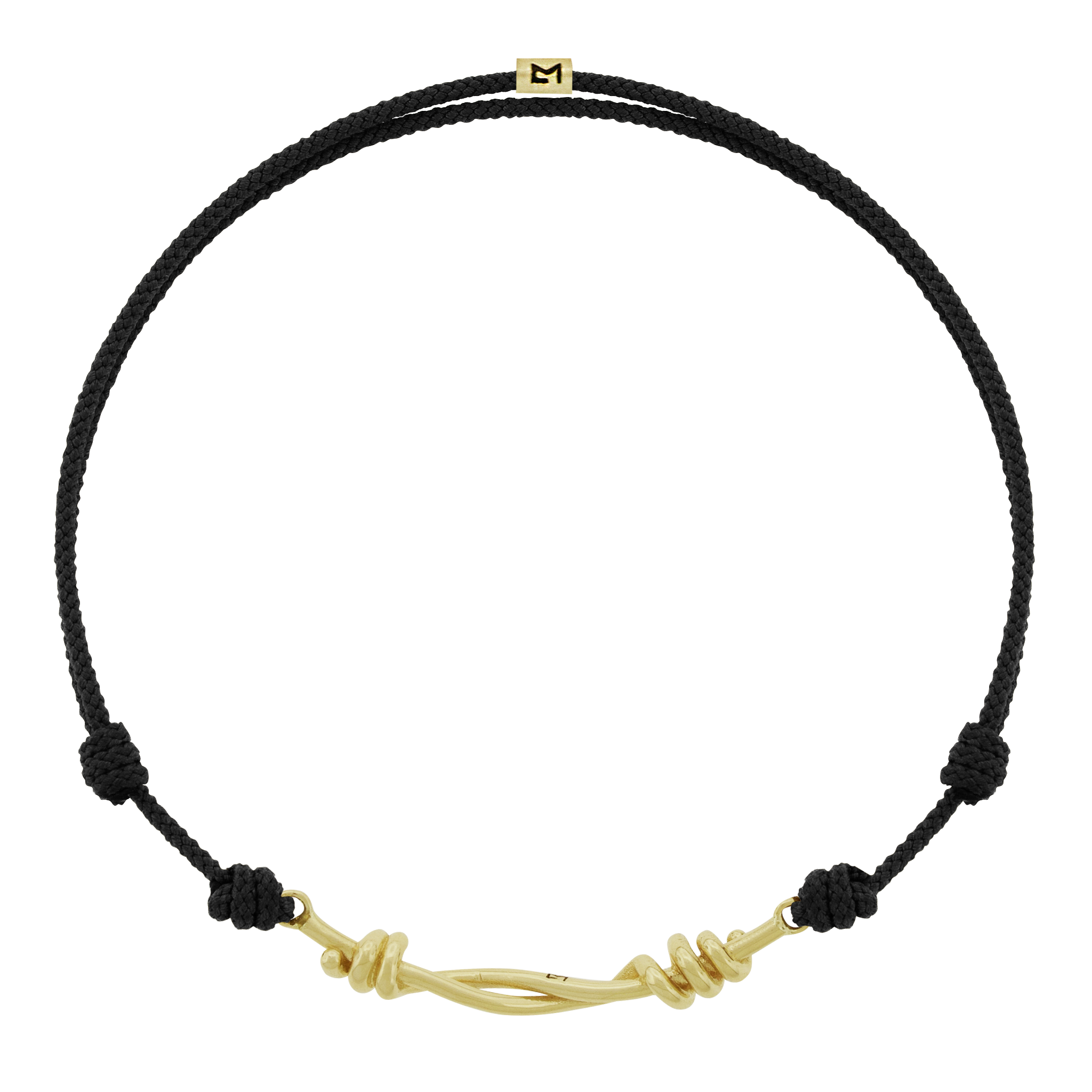 LUIS MORAIS 14K yellow gold Twisted Double-Knot on an adjustable cord bracelet. Gold logo spacer.&nbsp;