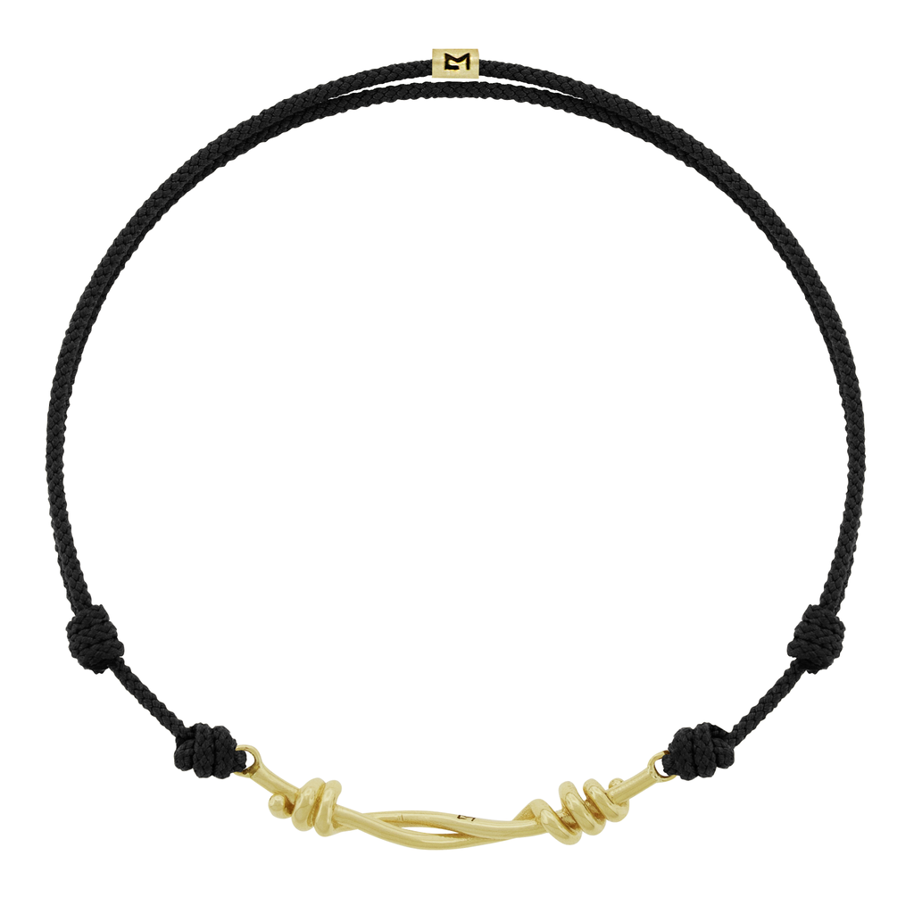 LUIS MORAIS 14K yellow gold Twisted Double-Knot on an adjustable cord bracelet. Gold logo spacer.&nbsp;