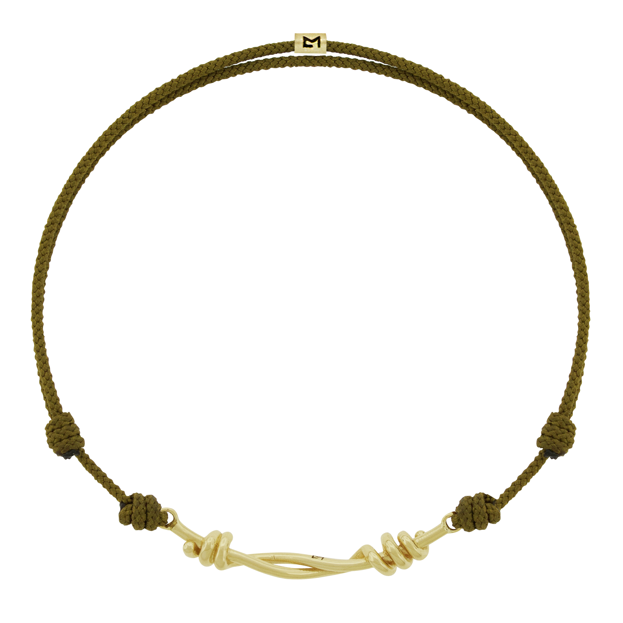LUIS MORAIS 14K yellow gold Twisted Double-Knot on an adjustable cord bracelet. Gold logo spacer.&nbsp;
