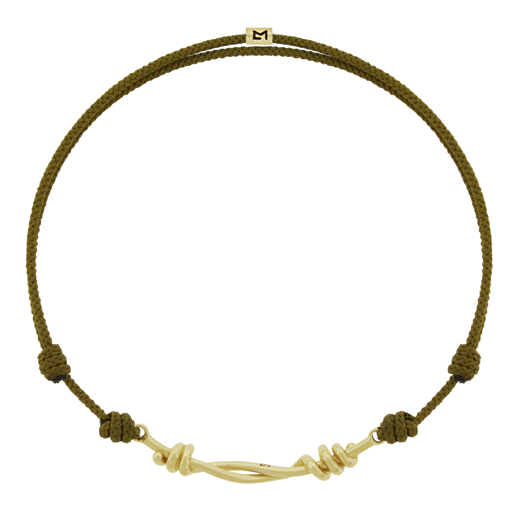 LUIS MORAIS 14K yellow gold Twisted Double-Knot on an adjustable cord bracelet. Gold logo spacer.&nbsp;