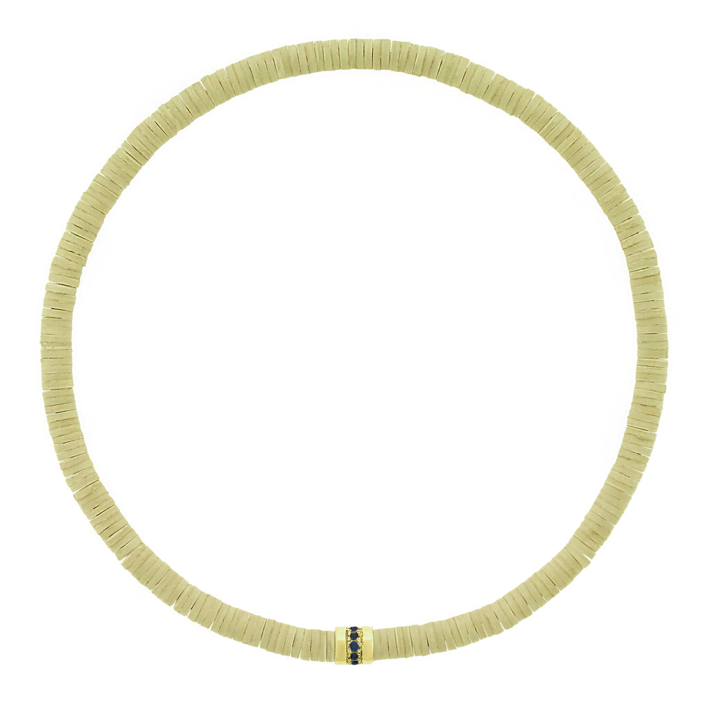 Blue Sapphire Short Roll on Ivory Vinyl Bead Bracelet