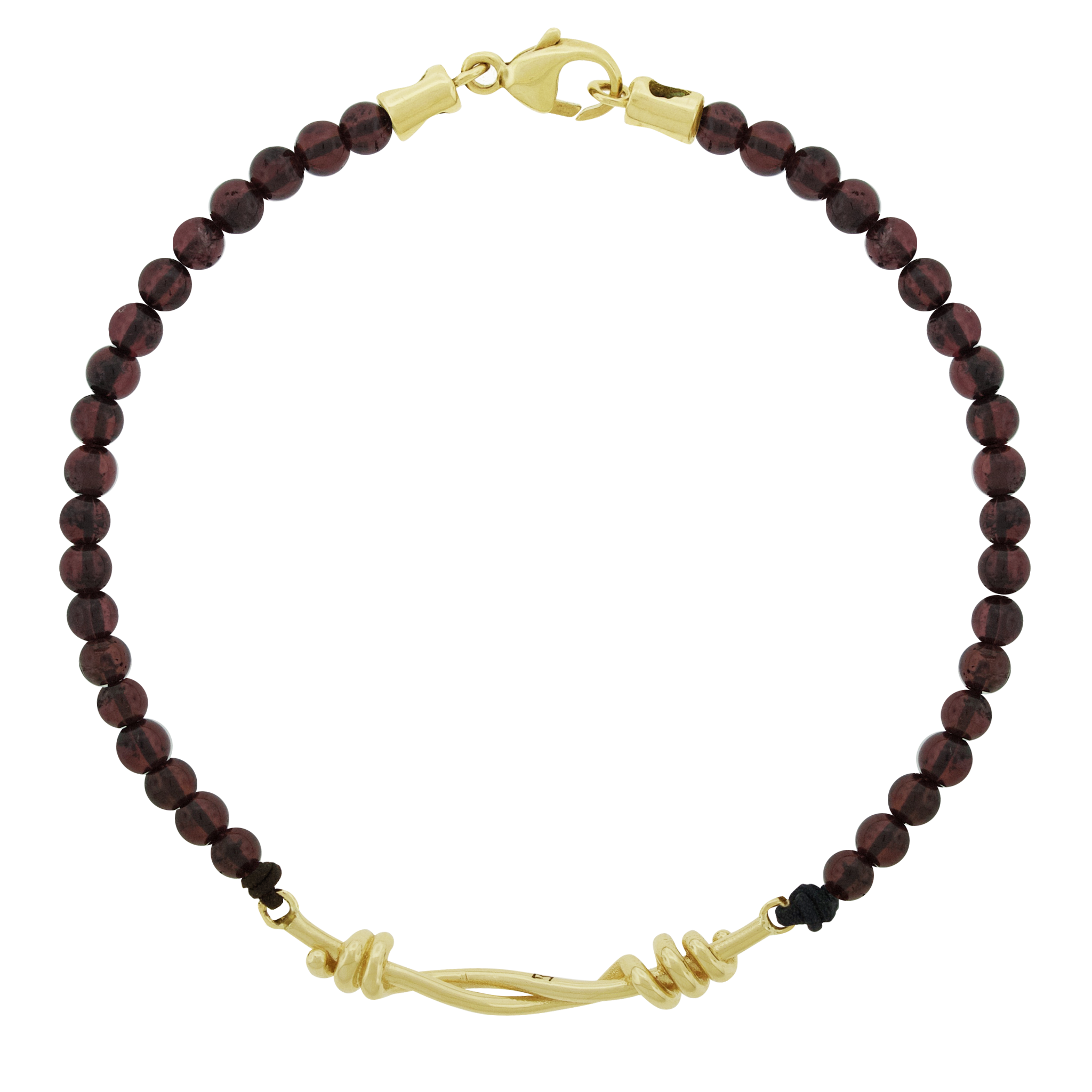 LUIS MORAIS 14K yellow gold Twisted Double-Knot on a gemstone beaded bracelet with lobster clasp closure.