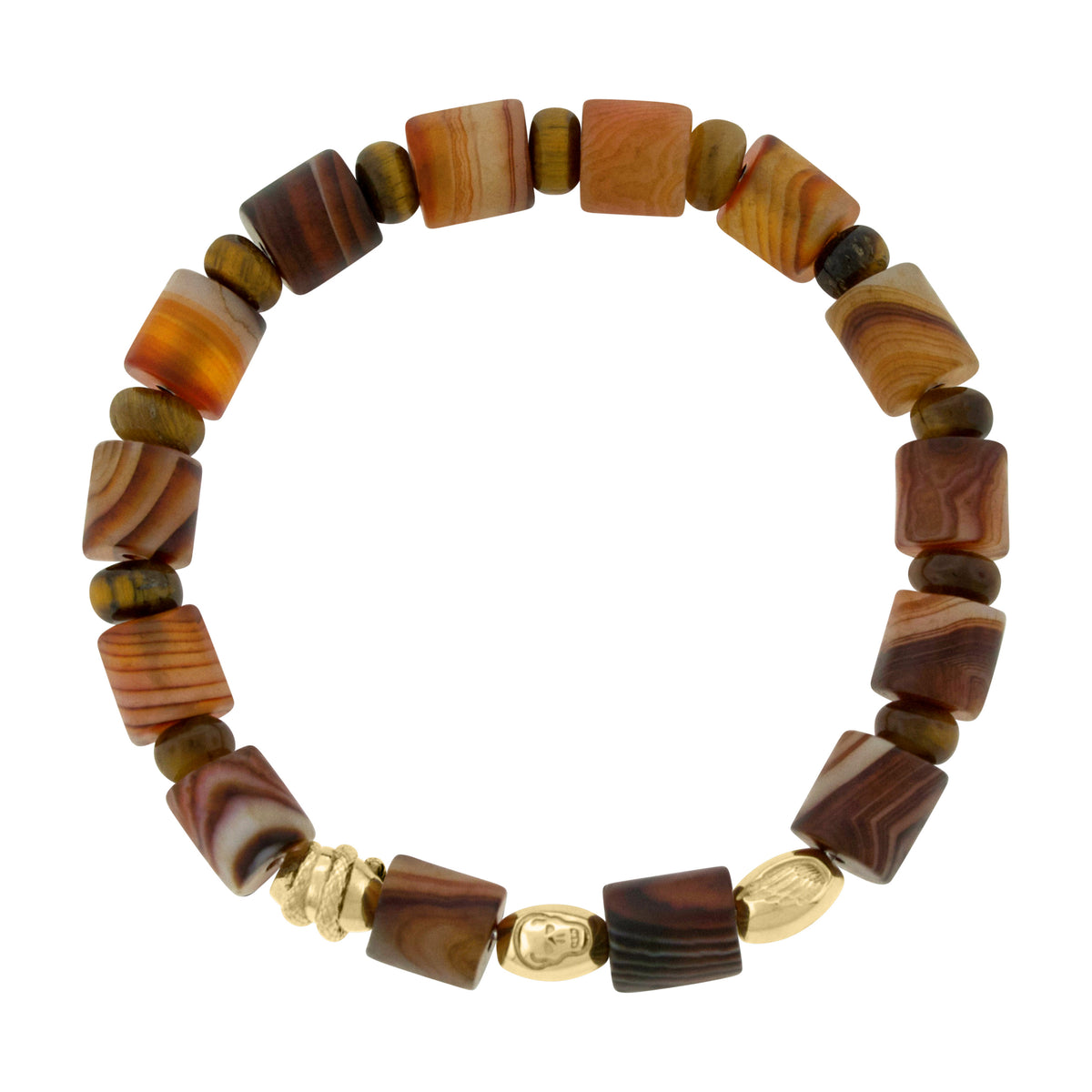 LUIS MORAIS 14k three yellow gold drum beads with symbols