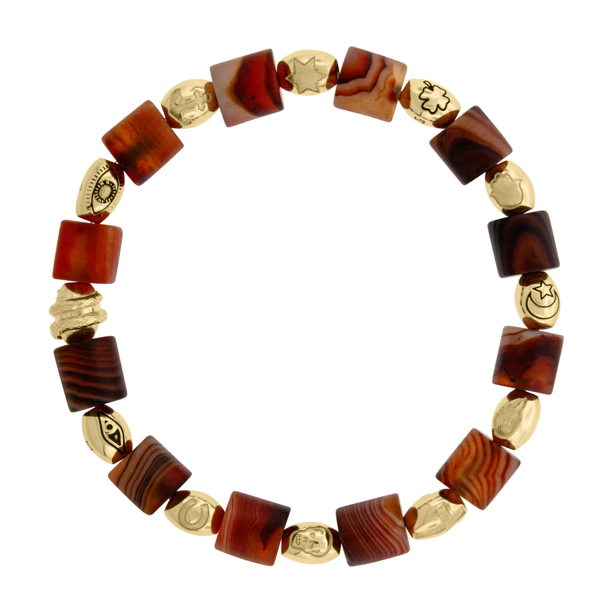LUIS MORAIS 14k twelve yellow gold drum beads with symbols
