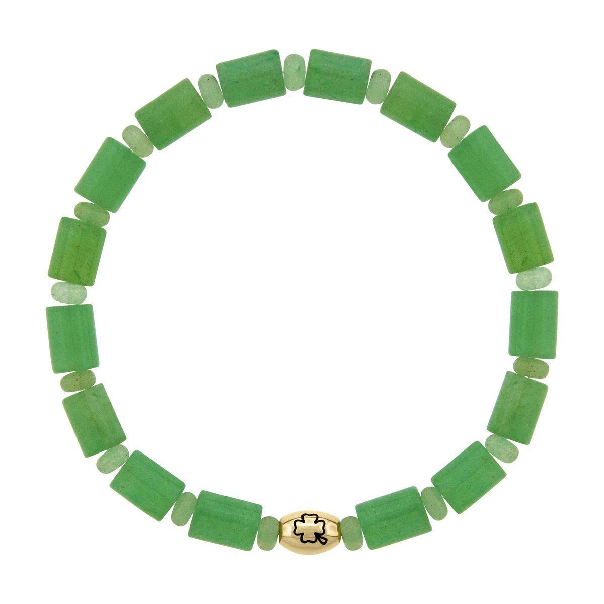 LUIS MORAIS 14k yellow gold drum bead antiqued clover symbol.