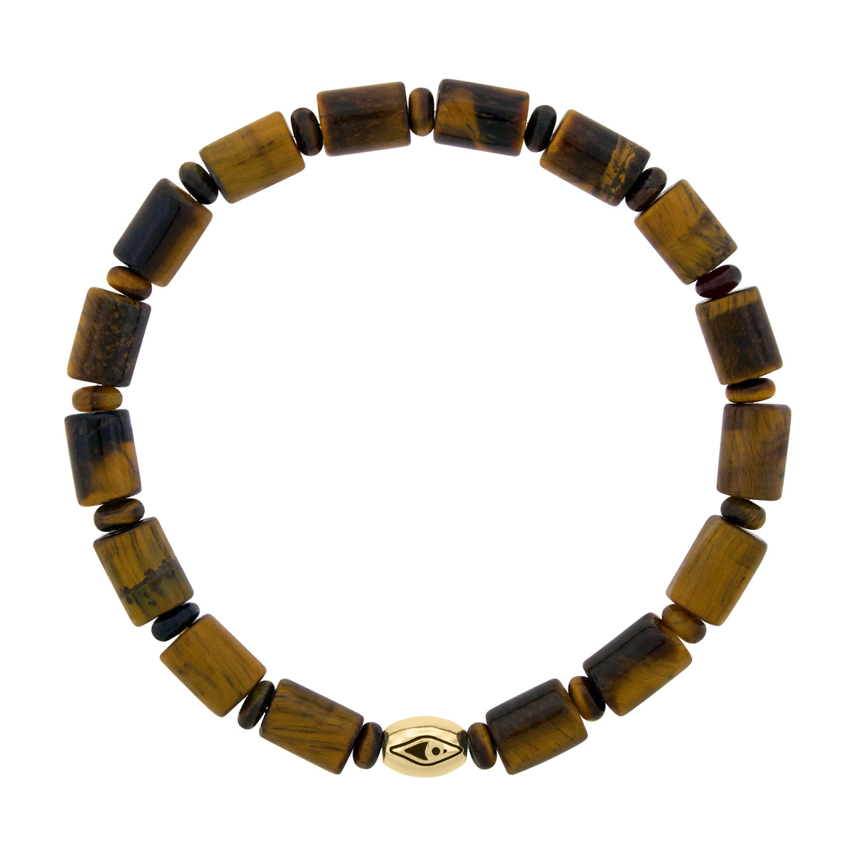 LUIS MORAIS 14k yellow gold drum bead with antiqued recessed symbol.