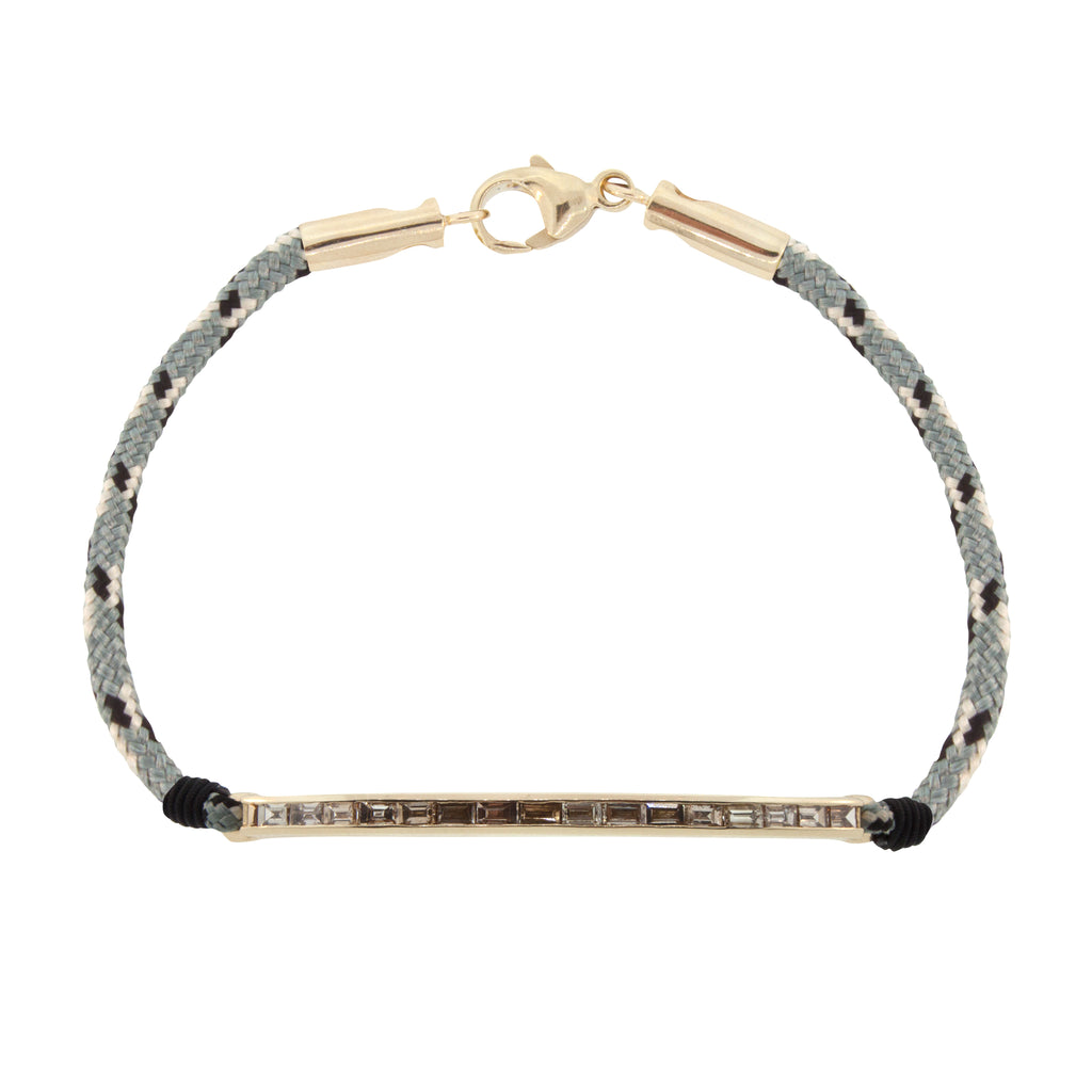 14K Gold Bar Black Cord Bracelet