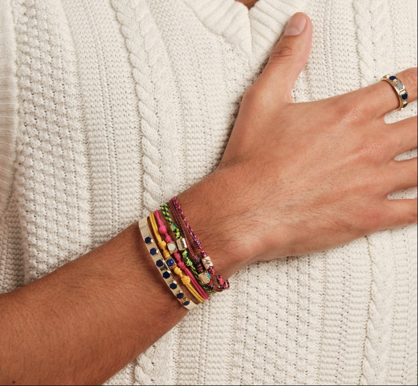 Ingot with Mother of Pearl Hexagon on Cord Bracelet