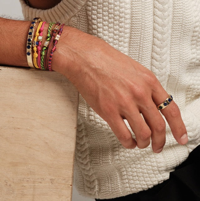 Ingot with Mother of Pearl Hexagon on Cord Bracelet