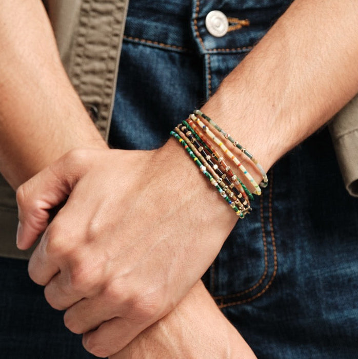 Pulsera Mini Tetra de cuentas de arenisca azul con cierre