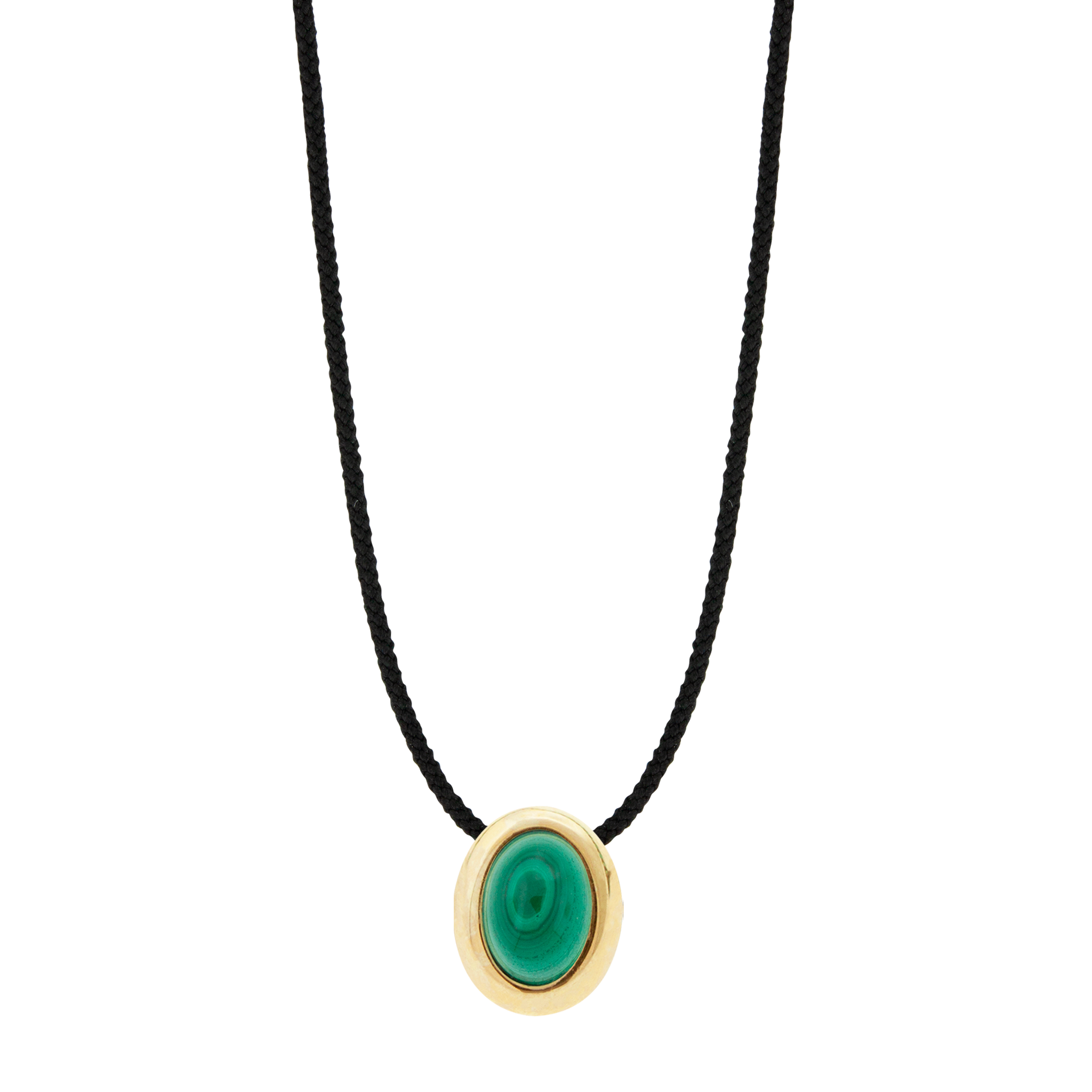 LUIS MORAIS 14k yellow gold oval Eye of the Idol cabochon bead with a gemstone center on an adjustable cord necklace.&nbsp;