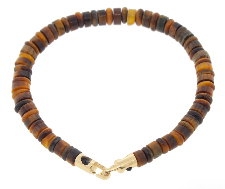 Tiger's Eye Bead Bracelet with Hook Clasp
