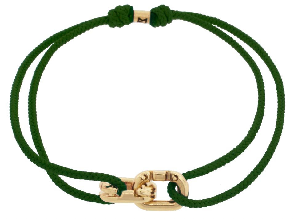 Double Friendship Links on Green Cord Bracelet