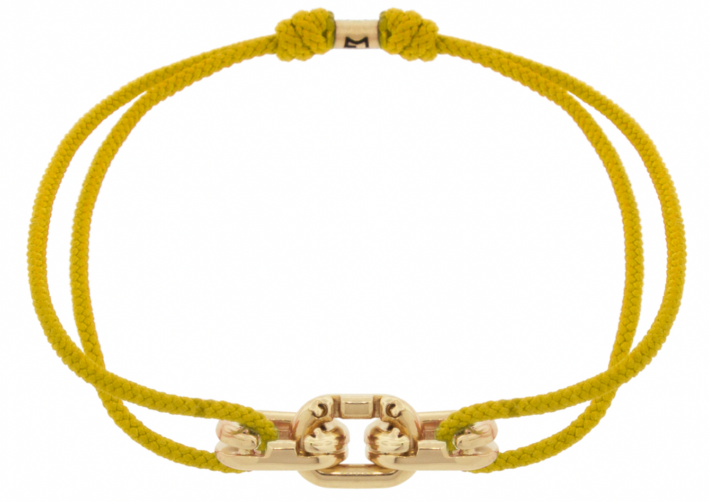 Triple Friendship Links on Yellow Cord Bracelet